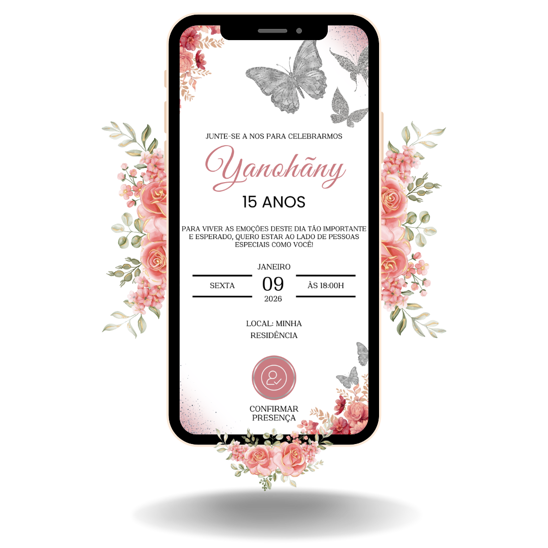 Convite Interativo Basic - Rose com Prata