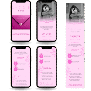 Convite Interativo Premium - Rosa Claro com Foto