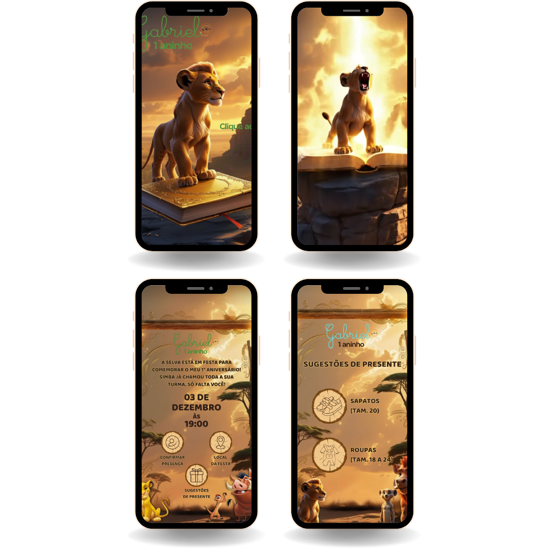 Convite Interativo Cinematográfico - Rei Leão