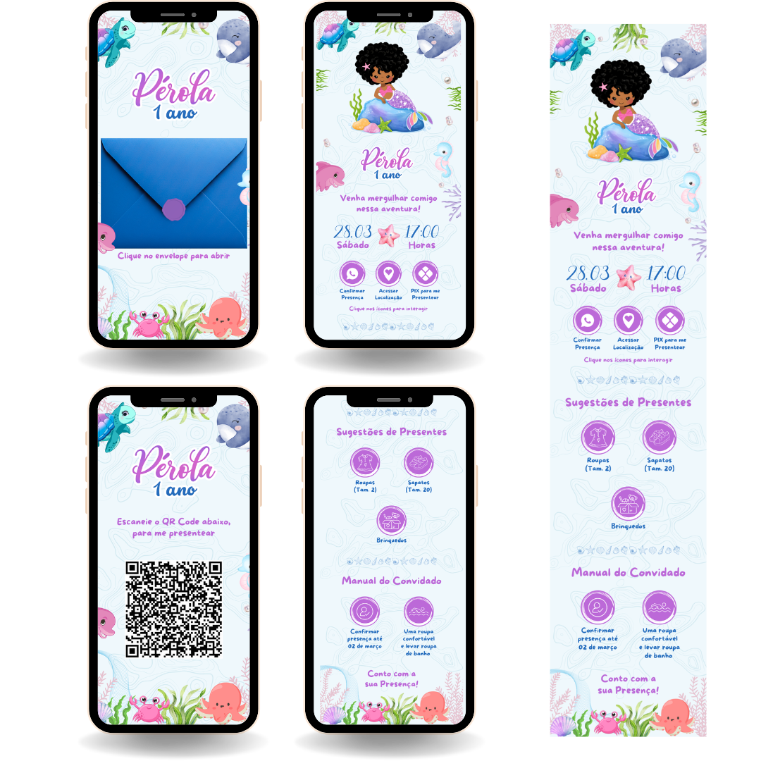 Convite Interativo Premium - Fundo do Mar