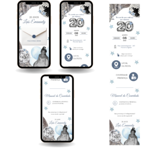 Convite Interativo Premium - Discoteca Prata e Azul