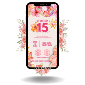 Convite Interativo Basic - Tropical Rosa e Laranja
