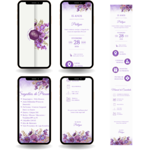 Convite Interativo Premium - Flores Lilás
