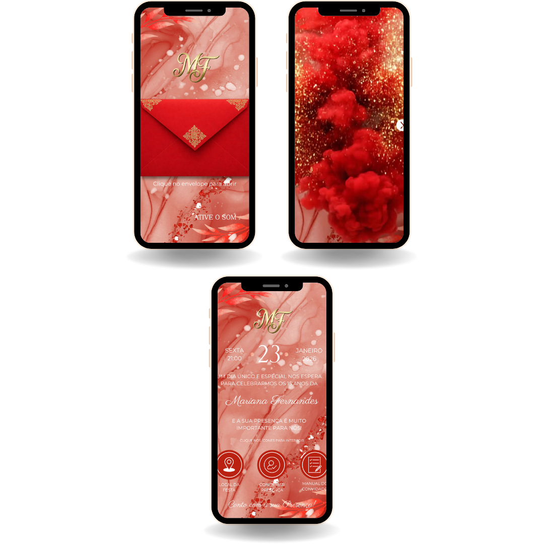 Convite Interativo Cinematográfico - Vermelho