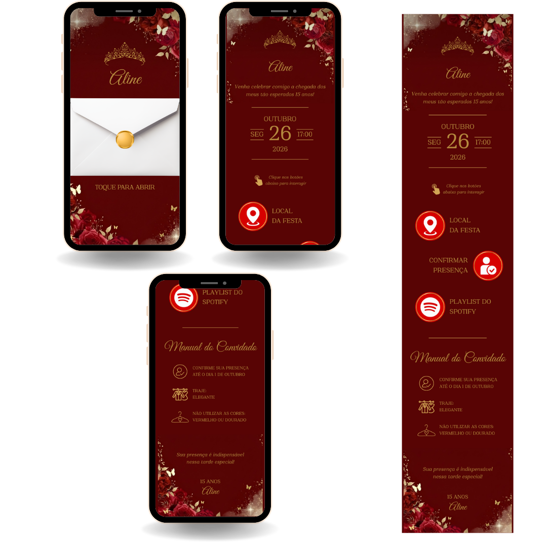 Convite Interativo Premium - Vermelho