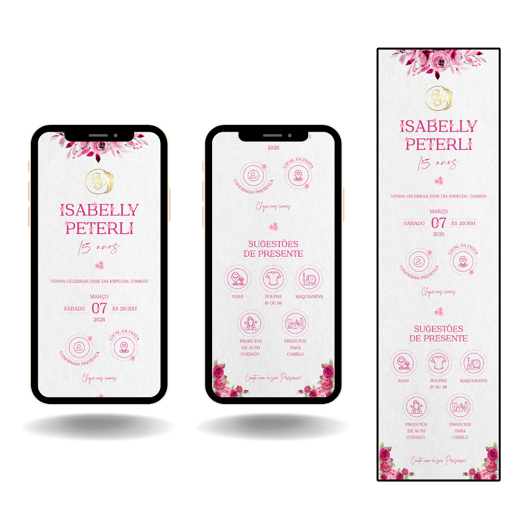 Convite Interativo Pro - Rosa