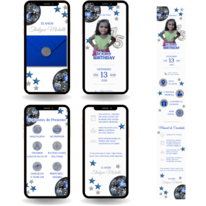 Convite Interativo Premium - Discoteca Azul e Prata