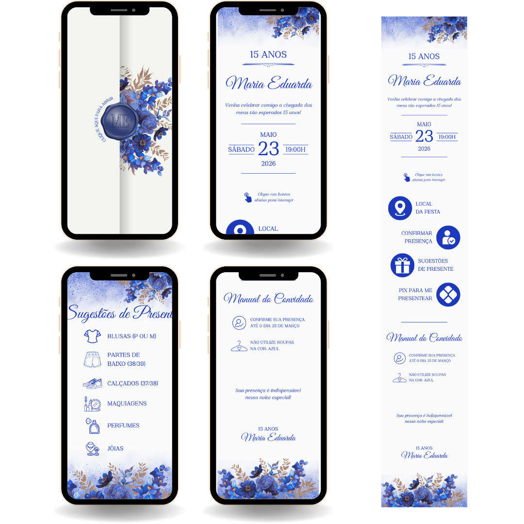 Convite Interativo Premium - Azul