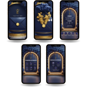 Convite Interativo Cinematográfico - Azul e Dourado