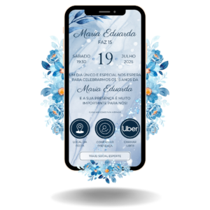 Convite Interativo Basic - Azul Mármore