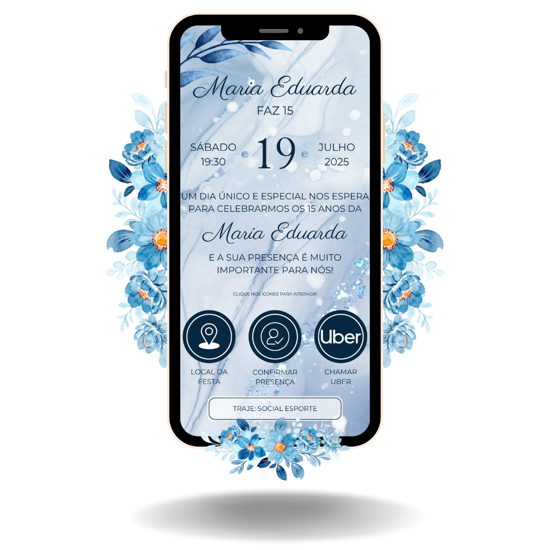 Convite Interativo Basic - Azul Mármore