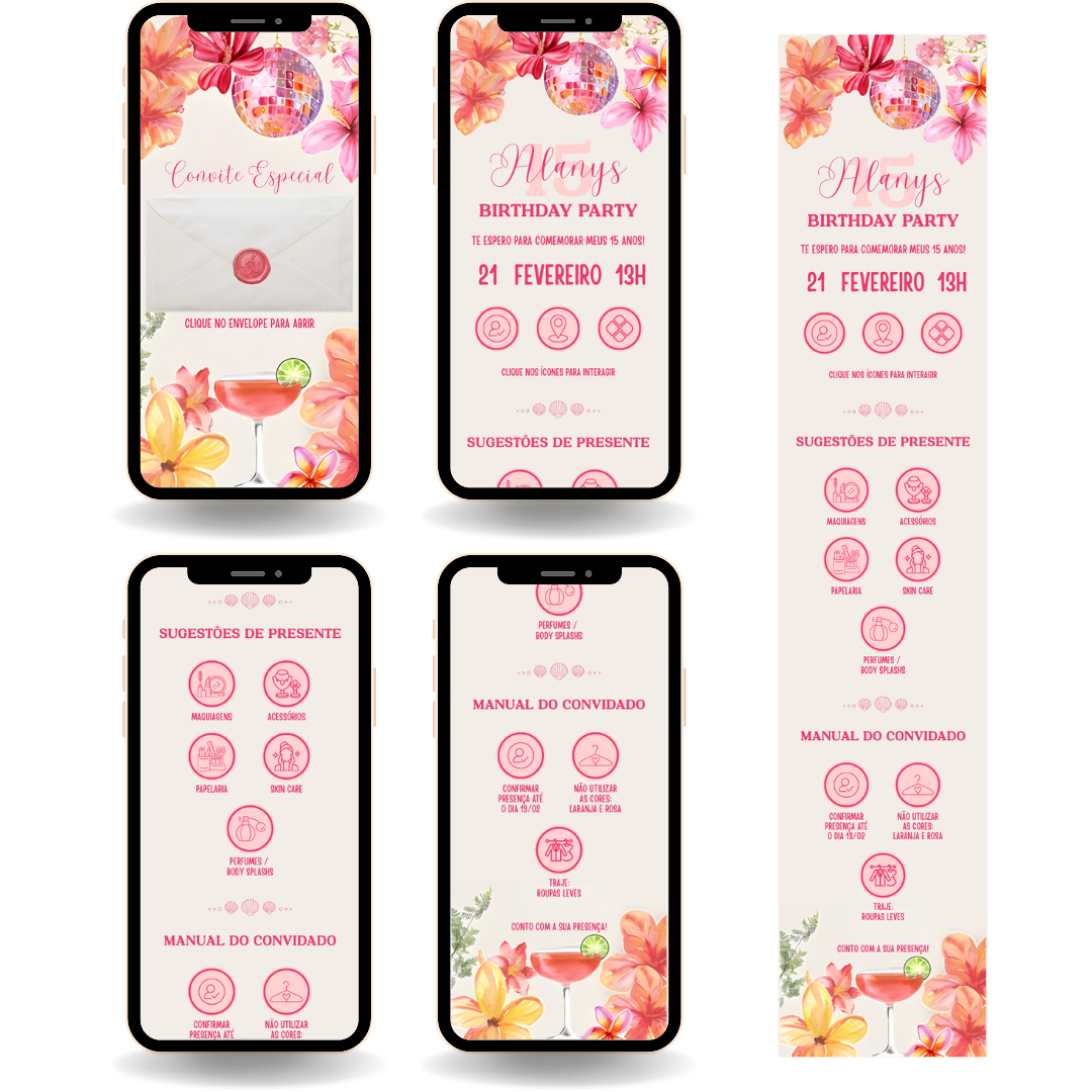 Convite Interativo Premium - Tropical