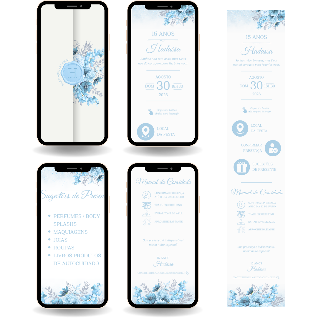 Convite Interativo Premium - Azul Claro