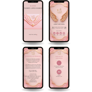 Convite Interativo Premium - Asas Rosa Claro