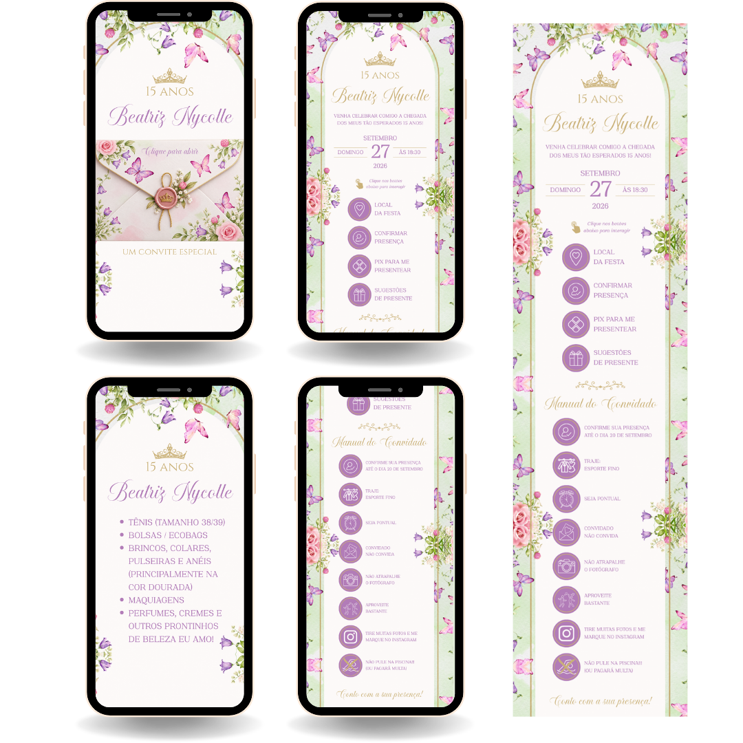 Convite Interativo Premium - Jardim Encantado