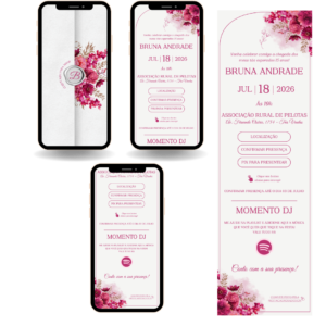 Convite Interativo Premium - Rosa com Prata