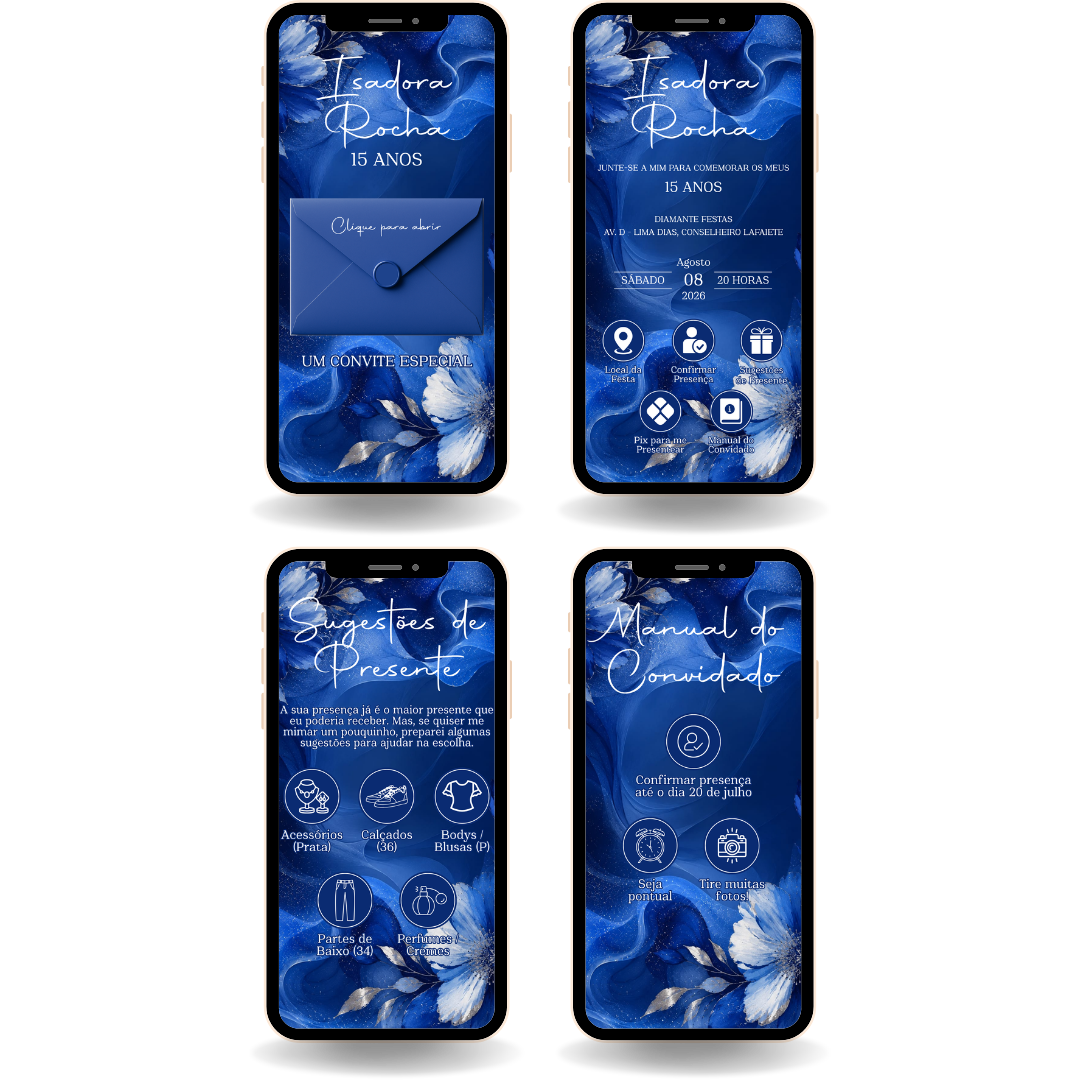 Convite Interativo Premium - Azul