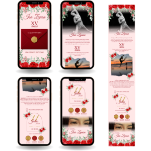 Convite Interativo Premium - Rosa e Vermelho (com Foto)