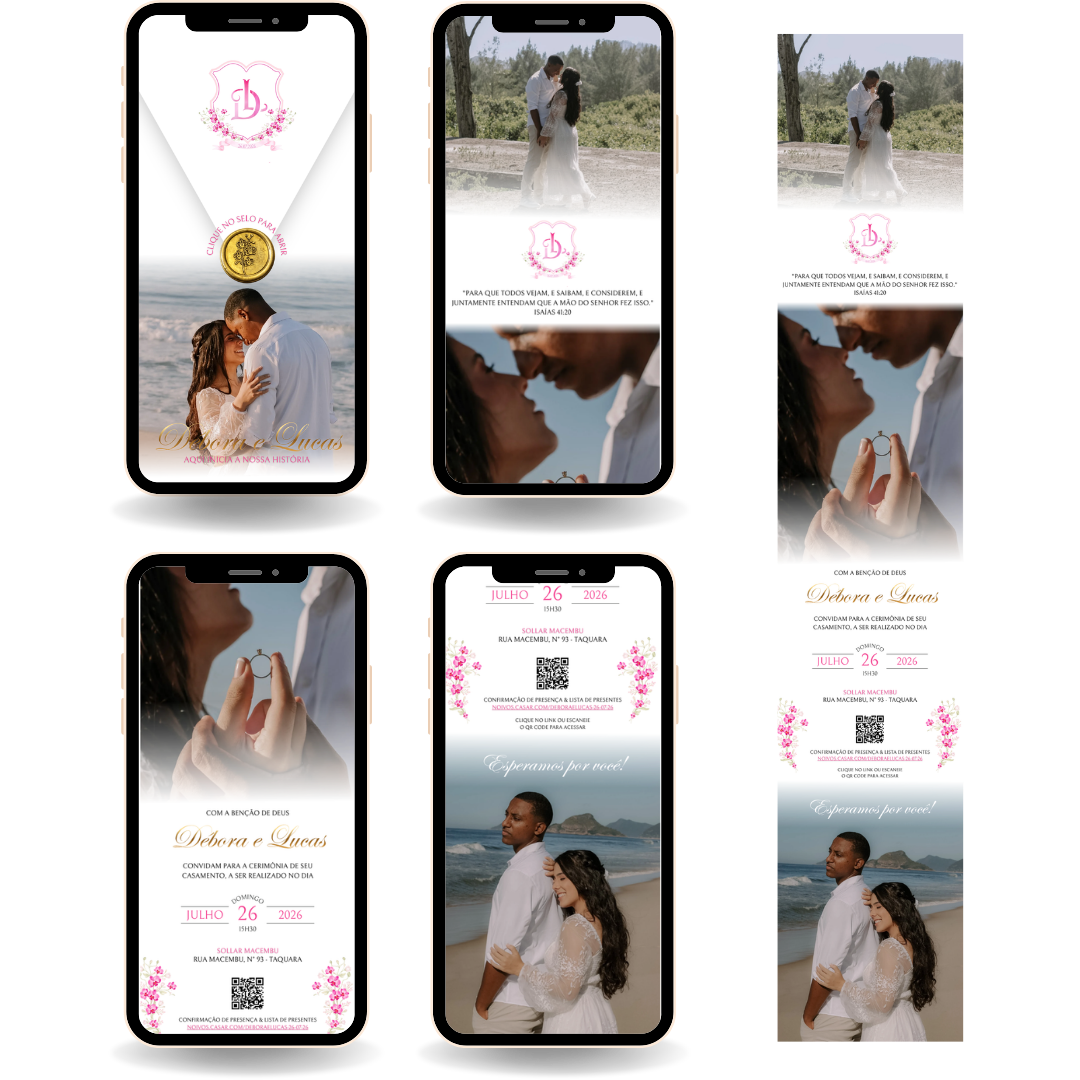 Convite Interativo Premium - Casamento Rosa (com Foto)