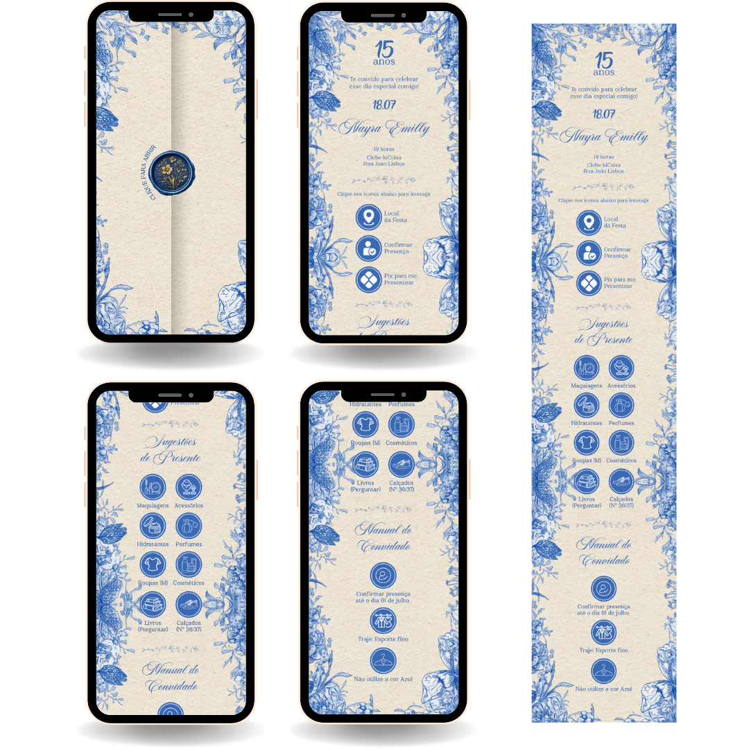 Convite Interativo Premium - Azul